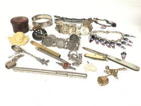 A collection of items including propelling pencils