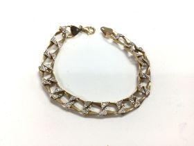 A diamond set curb link bracket. 20cm long and 16.