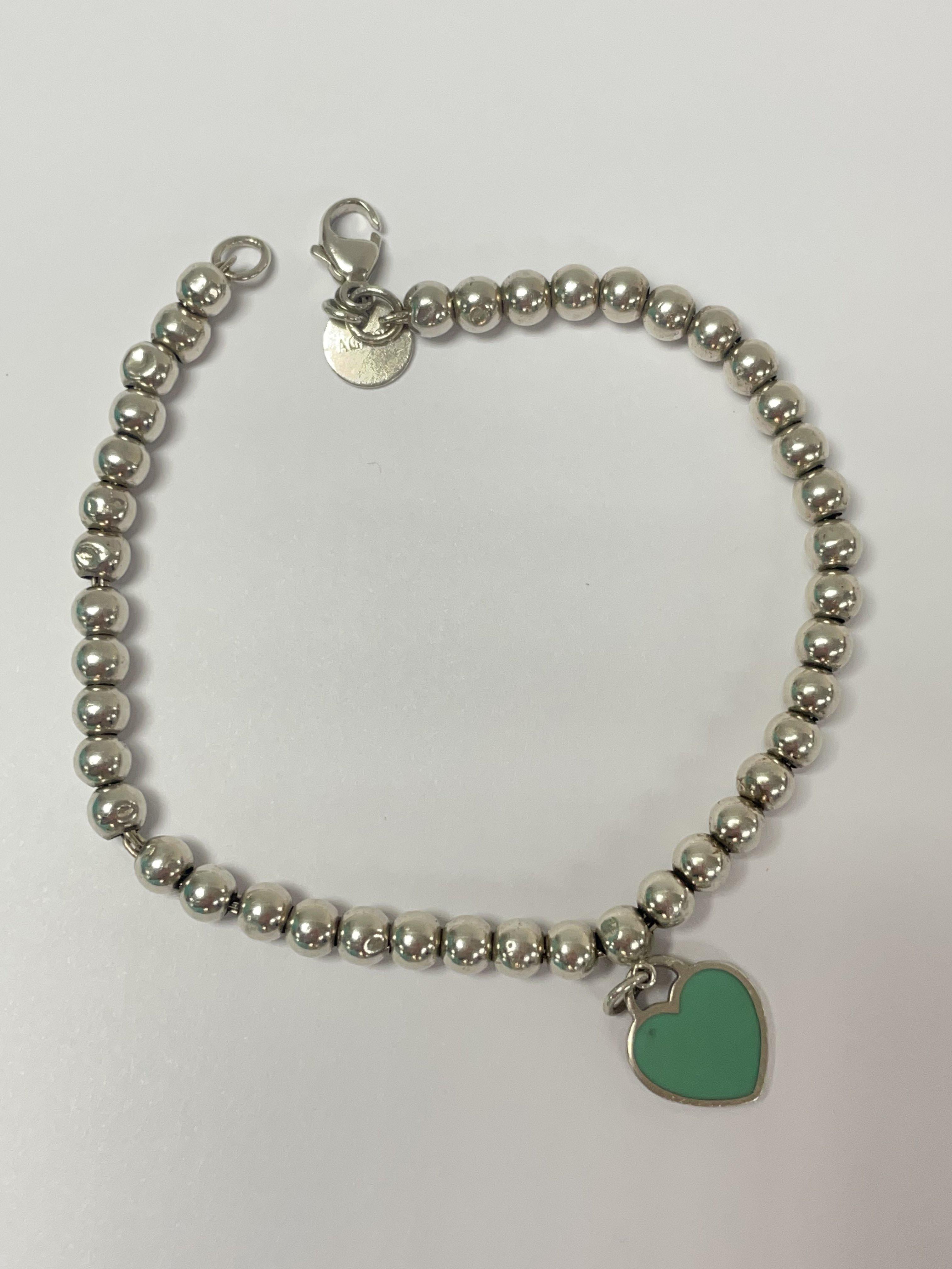 A Tiffany & Co Blue Heart Tag Bead Bracelet - Image 2 of 2