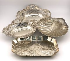 A pair of pierced hallmarked silver dishes, hallma