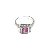 An 18ct white gold ring set with pink Tourmaline a