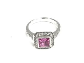 An 18ct white gold ring set with pink Tourmaline a