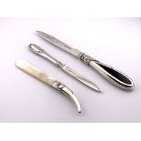 3 hallmarked silver paper knives.(B)
