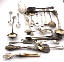 A collection of silver cutlery including Hester Ba