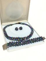 Carnival glass double stand necklace, bracelet & e