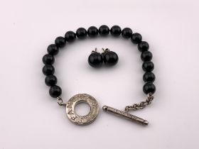 A Tiffany & Co. Sterling silver and 8mm Black onyx