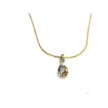 18ct gold necklace with diamond pendant. Total wei