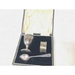 A boxed Silver hallmarked Christening set, postage