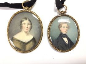 Two 19th century portrait miniatures. Larger is 6x