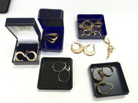 Collection of various 9ct gold earrings. Total wei