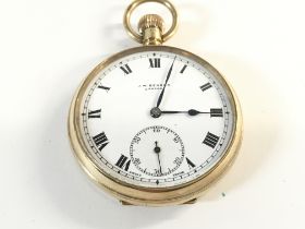 A 9ct gold J W Benson open face pocket watch. Wind