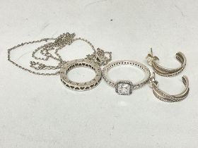 A collection of Pandora jewellery , including a ri
