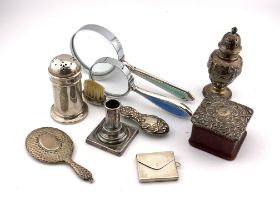 A small collection of hallmarked silver and novelt