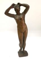 A cast bronze figure of a nude female signed Cabtinet. 24cm.