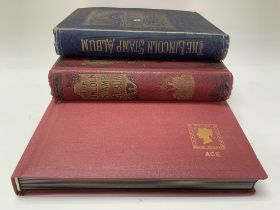 2 antique Lincoln stamp albums including British and World stamps. Together with an ACE album of