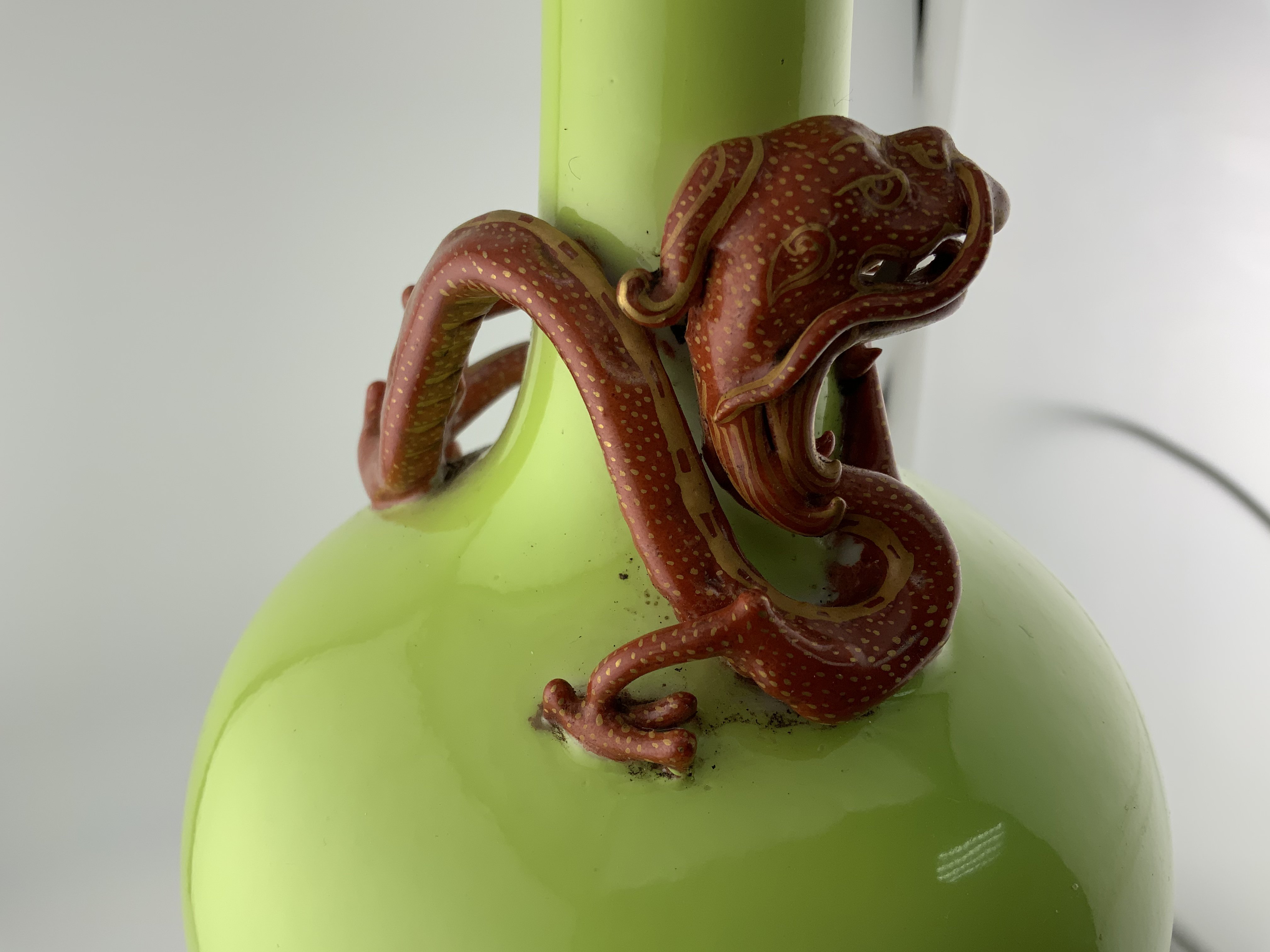 A Chinese Apple green glazed monochrome bottle vas - Image 3 of 4