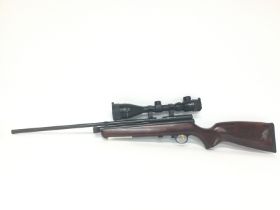 A SMK 5.5mm/.22 calibre bolt action air rifle with oversized double gun hard case