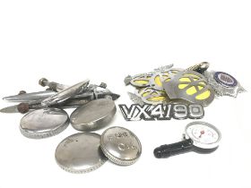 Police badge, AA badges and other small car items,