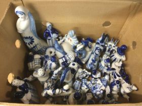 A collection of blue and white Russian porcelain items. Shipping category D. NO RESERVE