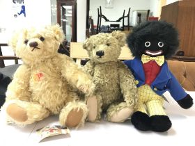 Steiff bears including Classic & an Elgate Embrace golly, postage cat B
