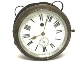 Vintage brass cased ships clock with key, postage