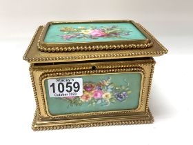 A French porcelain and gilt metal mounted casket,