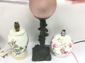 Three table lamps including a Portmeirion and Aynsley examples. Shipping category D. NO RESERVE