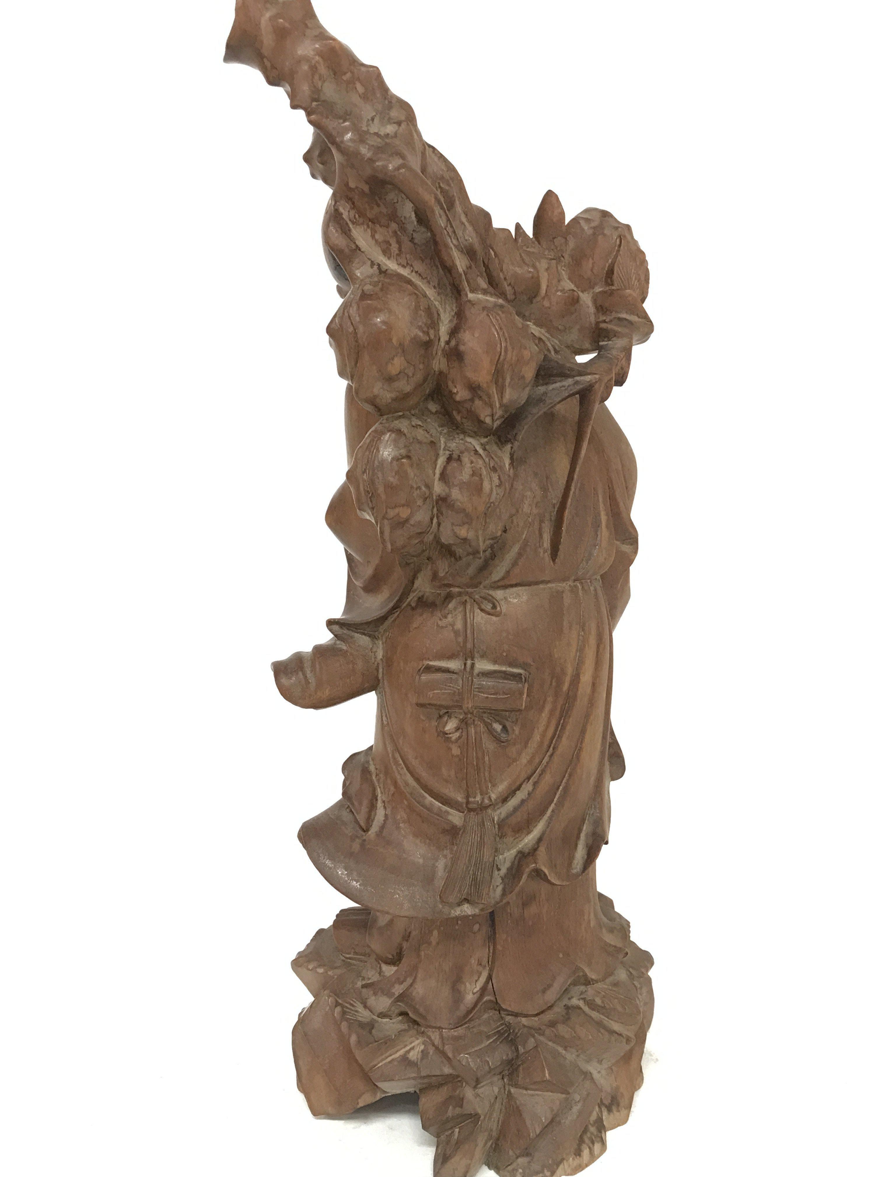 Vintage carved oriental figure of Shou Lao the god - Image 3 of 3