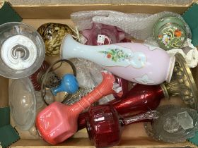 A box of mixed glassware.