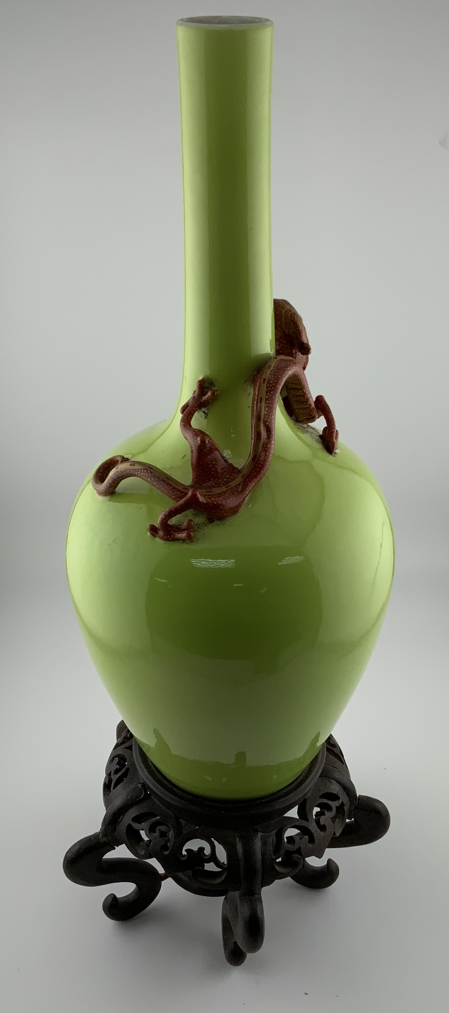 A Chinese Apple green glazed monochrome bottle vas - Image 2 of 4
