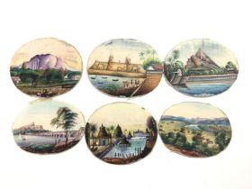 6 Indian framed landscape miniature painting each