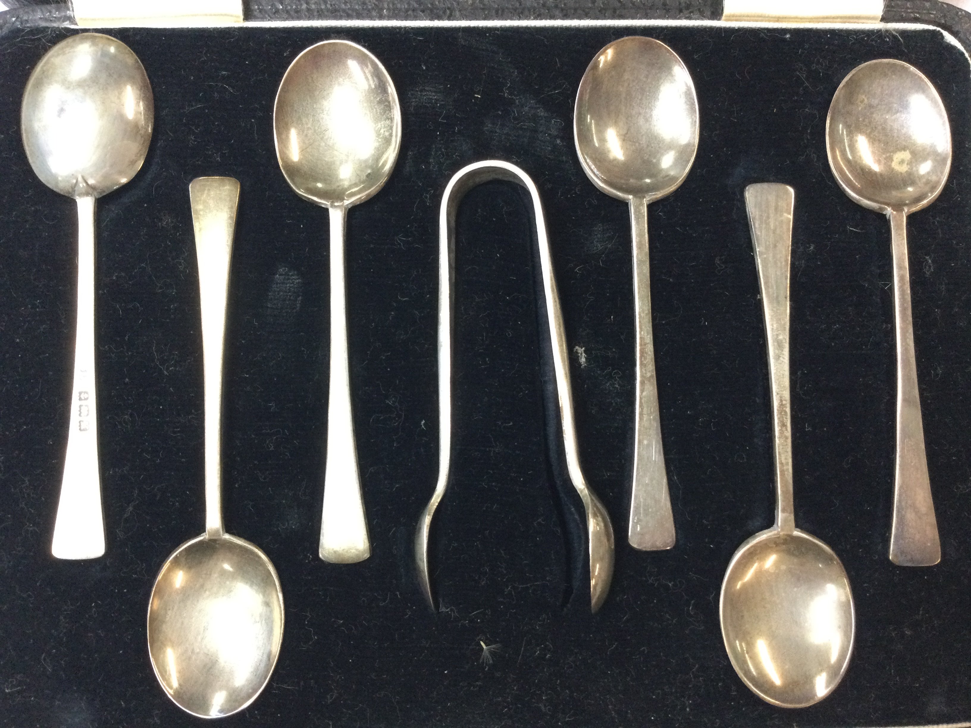 Cased silver coffee spoons and two odd bigger silv - Image 2 of 3