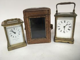 Two brass carriage clocks maker Matthew Norman of