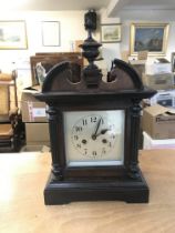 Vintage Oak clock with square silvered dial, in wo