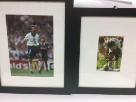 Two framed and signed prints of England footballers from Euro 96 comprising Paul Gascoigne, Stuart