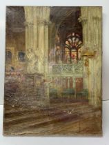 An unframed oil on canvas painting â€œView of St J