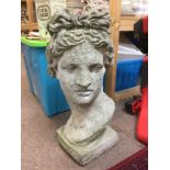 A large concrete bust,, approx height 54cm. Shipping category D.