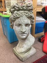 A large concrete bust,, approx height 54cm. Shipping category D.