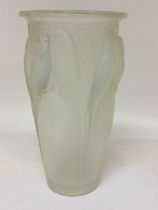 Ceylan Lalique opalescent vase chips to base 24 cm