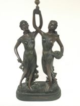 A simulated bronze figure of two classical style f