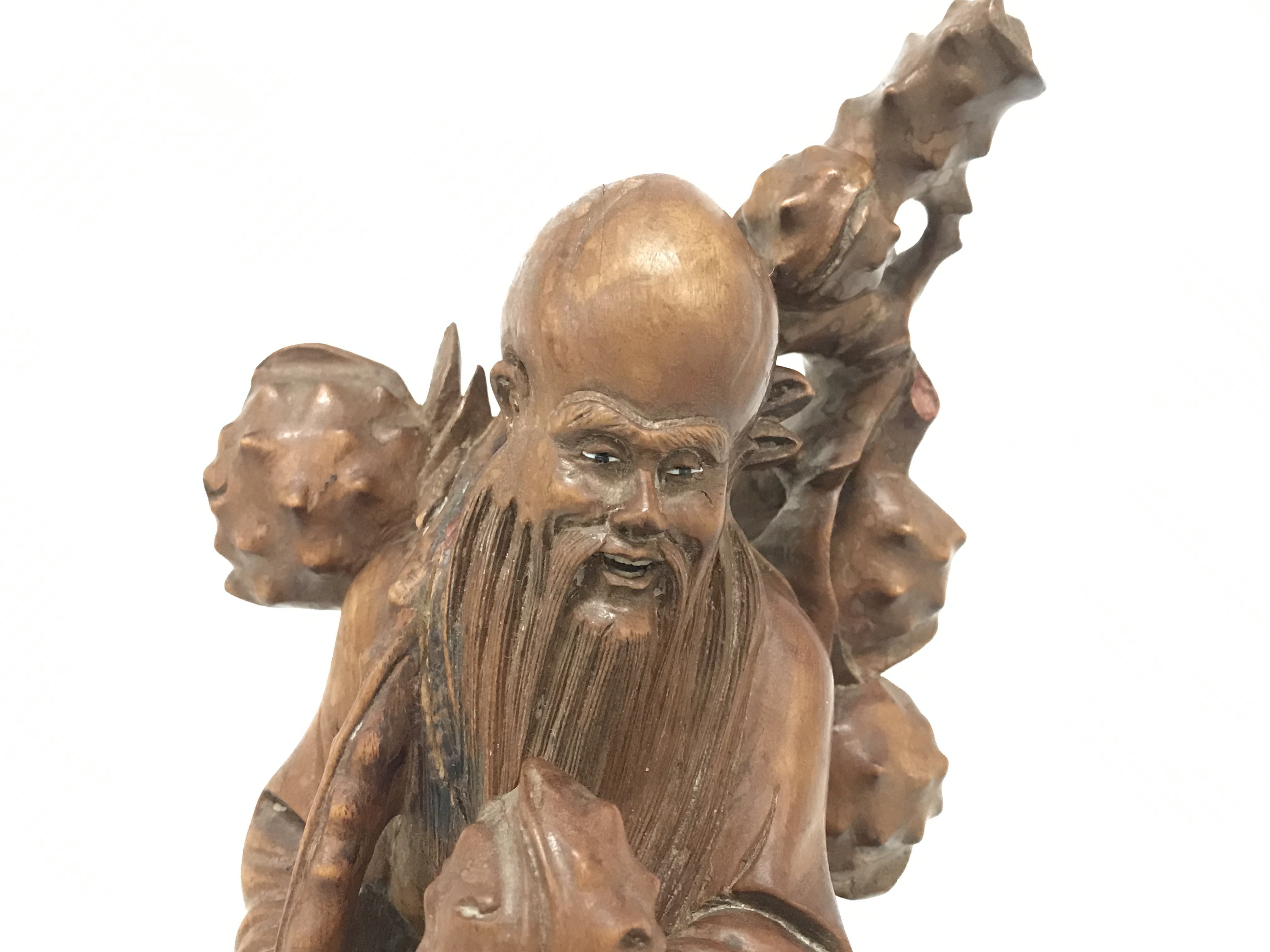 Vintage carved oriental figure of Shou Lao the god - Image 2 of 3