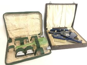 Cased Travel sets including brushes, combs, bottles by Haley & Galatix. Postage category C. NO