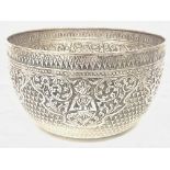 Silver oriental bowl, diameter of 19cm, 11cm tall.