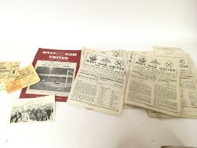 A good collection of West Ham 1950s football programs including some football tickets West Ham v