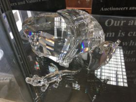 A Swarovski Bison figure in fitted box together wi