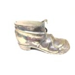 A silver-plated old boot. 17x9cm. Postage B