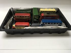 A collection of die cast buses.