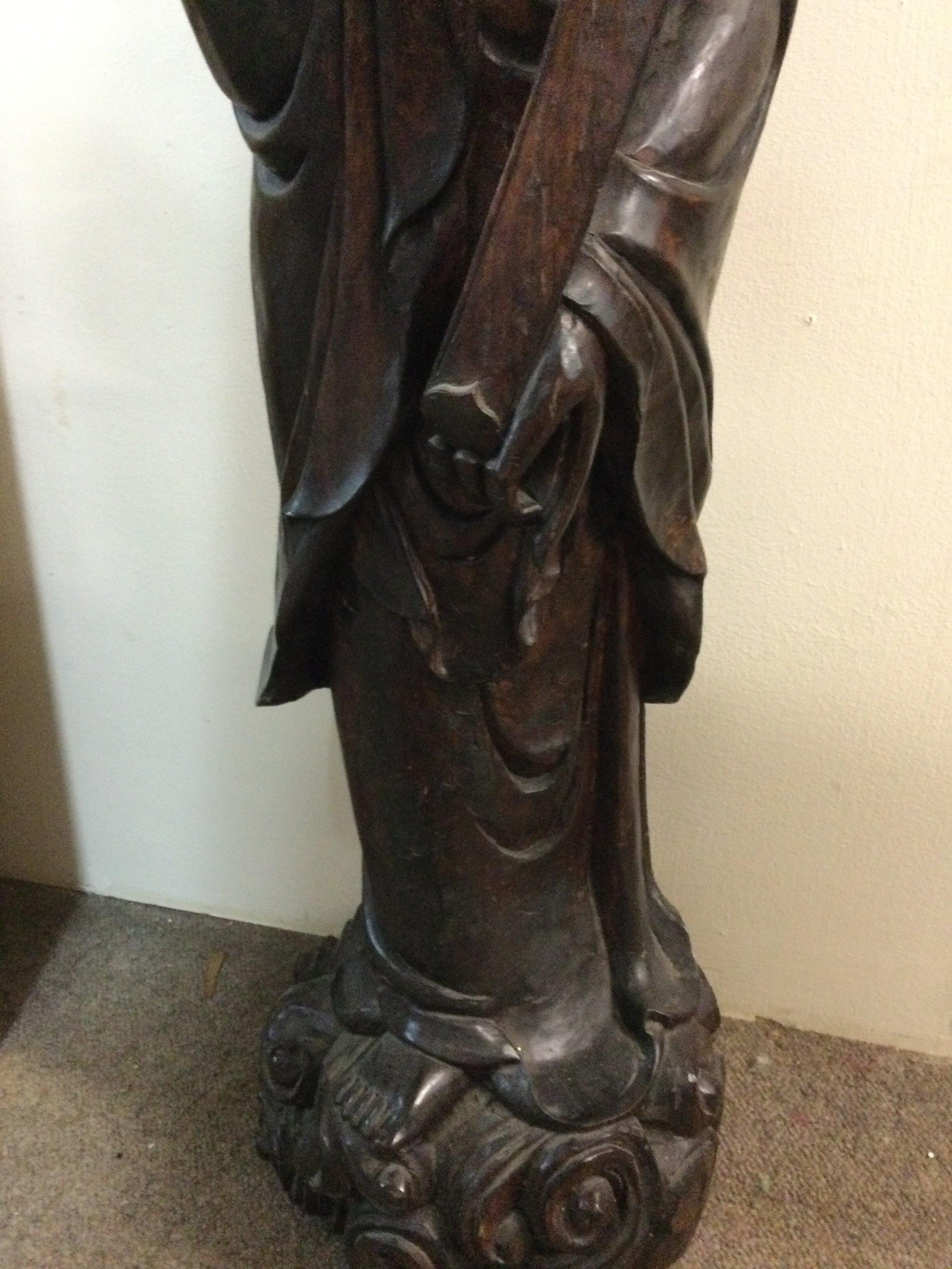 A large Chinese root carving in he form of Quan Yi - Image 3 of 3