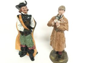 Royal Doulton figures including The Detective & Cavalier. No obvious damage or restoration.