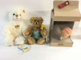 Three Steiff bears including a cosy friends. An autumn bear with pumpkin (in wrong box) and a